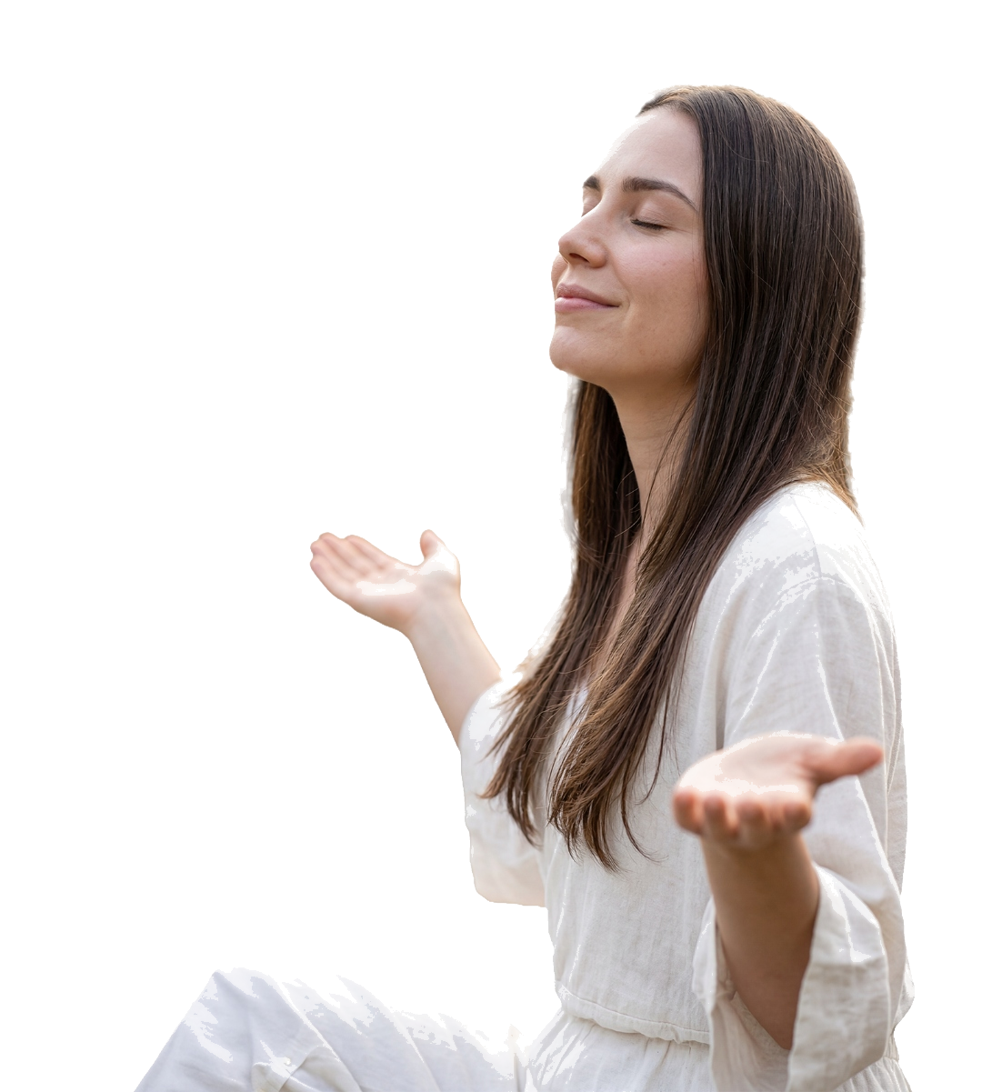 Brisa — persona do Transmutando Oficial, meditando em conexão com a natureza